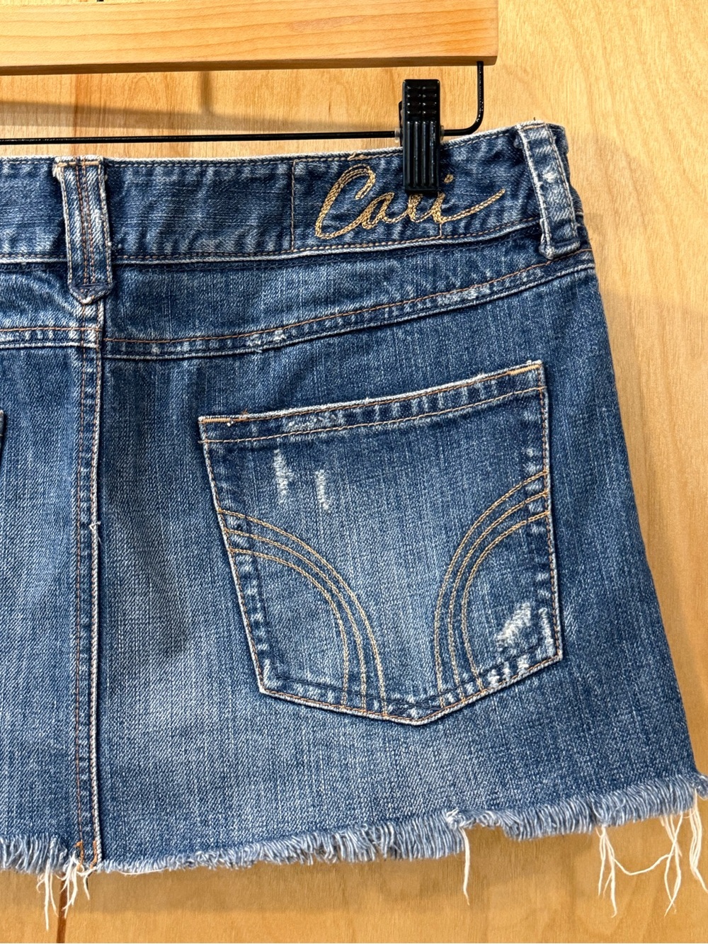 Hollister Distressed western Blue Denim Mini Skirt